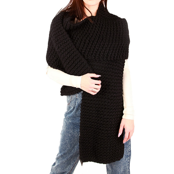 WOOL AND THE GANG BLACK SCARF | WOMENS SIZE 285X25 - Picture 4 of 4